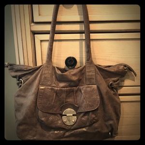 Gray Italian genuine leather handbag